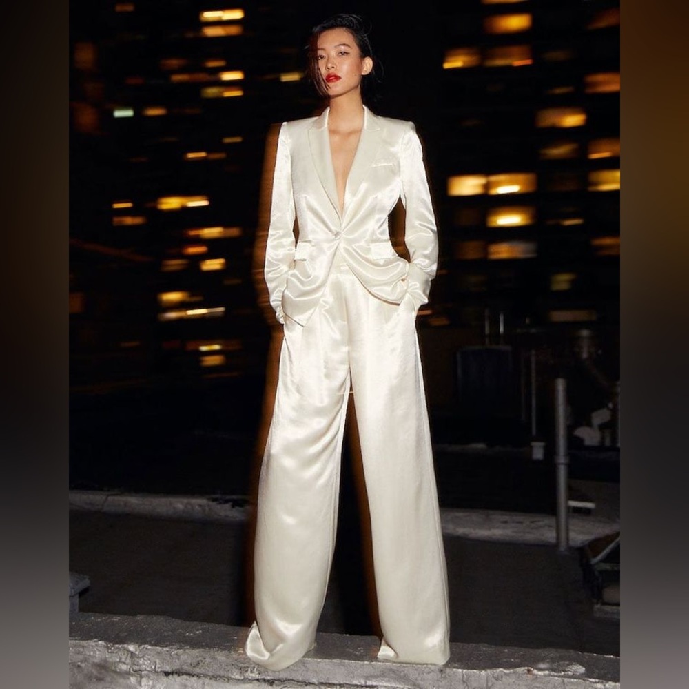 NWOT Veronica Beard Athena Dickey Satin White Blazer